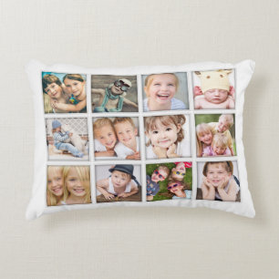 Family Photo Collage Twelve Picture Decorative Pillow