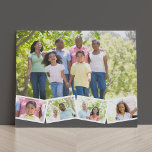 Family Photo Collage w. Zigzag Photo Strip - Grey Faux Canvas Print<br><div class="desc">Personalize this stylish faux canvas with your favourite family photos. The template is set up ready for you to add up to 5 photos. The main photo will be used as the background and the remaining 4 photos will be laid out in a zigzag photo strip along the bottom. This...</div>