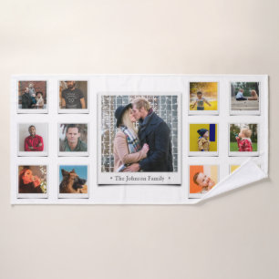 Family Photo Collage White Bath Towel