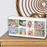 Family Photo Collage with 8 Photos and Custom Text Wooden Box Sign<br><div class="desc">Personalize this handy travel mug with your favourite photos from your family reunion or vacation. The template is set up ready for you to add up to 8 photos, displayed as 4x horizontal landscape and 4x square / instagram format. You can also edit (or delete) the sample wording with your...</div>