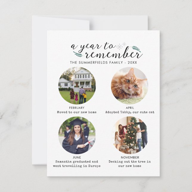 Family Photo Collage Year in Pictures Christmas Holiday Card (Front)