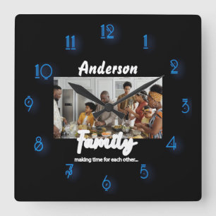 Family Photo 📸👨‍👩‍👧‍👦  Colourful Love Square Wall Clock