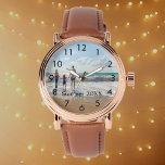 Family photo custom text watch<br><div class="desc">Add Your favourite photo from a summer vacation, travel, kids, girlfriend/boyfriend or pet. Black numbers. Template for your text, black letters.</div>