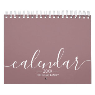Family Photo Cute Script Modern Minimalistic Calendar