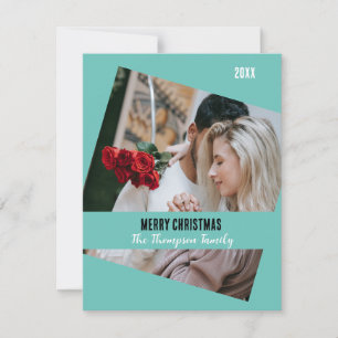 Family photo cute traditional Merry Christmas blue
