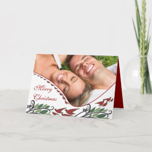 Family Photo Elegant Birds Art Nouveau Holiday Card