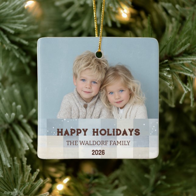 Family Photo Elegant Christmas Ornament (Tree)
