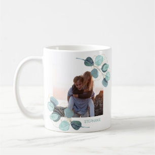 Family Photo Eucalyptus Botanical Personalized Coffee Mug