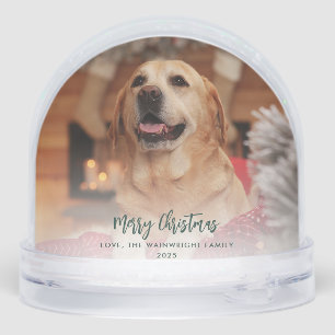 Family Photo First Christmas with Dog Custom Snowglobe
