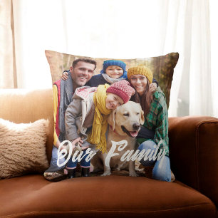 Family photo fun simple  throw pillow