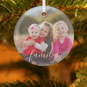 Family Photo Glass Ornament