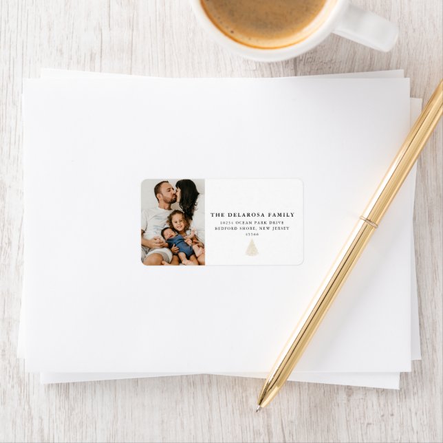 Family Photo Gold Christmas Tree  Label (Insitu)