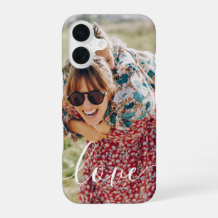 Family Photo Handwritten Love Typography iPhone 16 Case