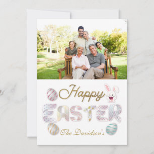 Family Photo Happy Easter Colourful Typography Holiday Card