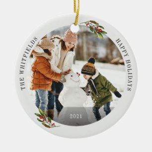 Family Photo Happy Holidays Keepsake Ceramic Ornament