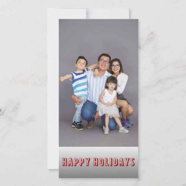 Family Photo Happy Holidays with Custom Back Text Holiday Card (Front)