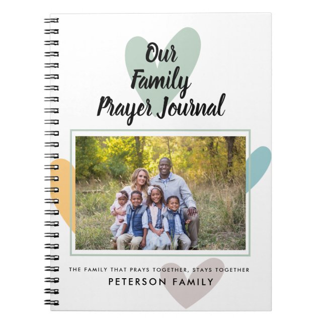 Family Photo Hearts Journal de prière personnalisé (Devant)
