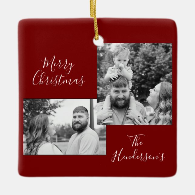 Family Photo Holiday Ornament  (Front)