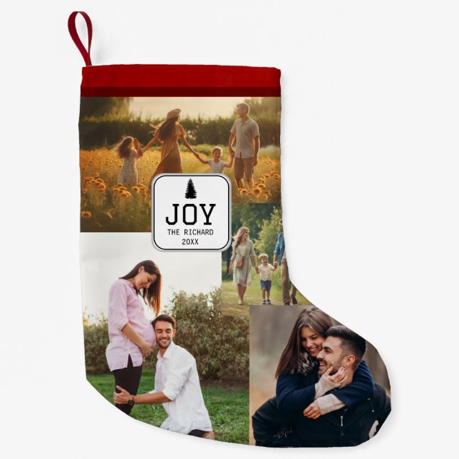 Family Photo Joy Christmas Collage Xmas Stocking (Front)