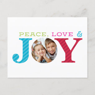 FAMILY PHOTO JOY simple bold modern colourful Holiday Postcard