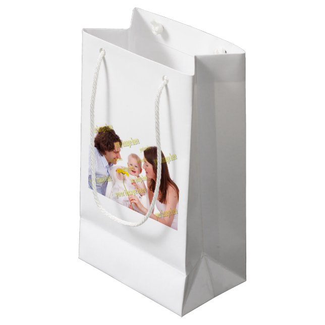 FAMILY Photo ✨ Lovely Custom  Small Gift Bag (Front Angled)