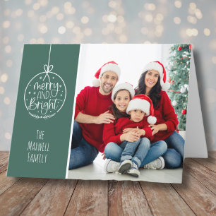 Family Photo Merry And Bright Christmas Holiday Card