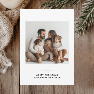 Family Photo & Merry and Bright Minimalistic  Invitation