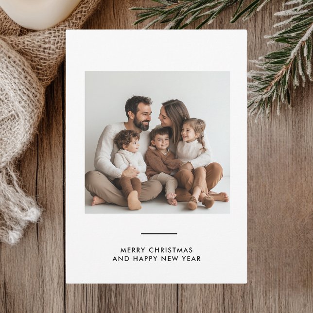 Family Photo & Merry and Bright Minimalistic  Invitation (Creator Uploaded)