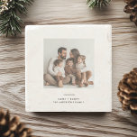 Family Photo & Merry and Bright Minimalistic  Stone Coaster<br><div class="desc">Add a touch of personal charm to your holiday gatherings with our Family Photo & Merry and Bright Minimalistic Christmas Coaster. Featuring a clean and elegant design with the words "Merry and Bright" and space for your family photo, this coaster is both stylish and functional. Perfect for protecting your surfaces...</div>