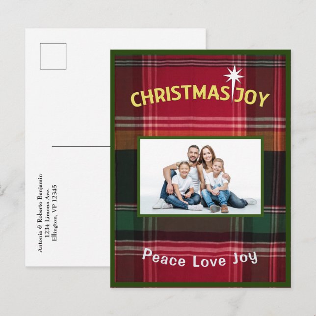 Family Photo Merry Christmas Madras Postcard (Front/Back)