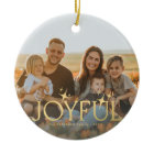 Family photo modern Christmas gold typography red