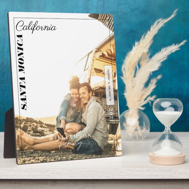 Family Photo Modern Editorial Travel Keepsake Plaque (Side)