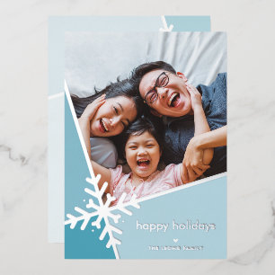 FAMILY PHOTO modern holiday snow flake blue