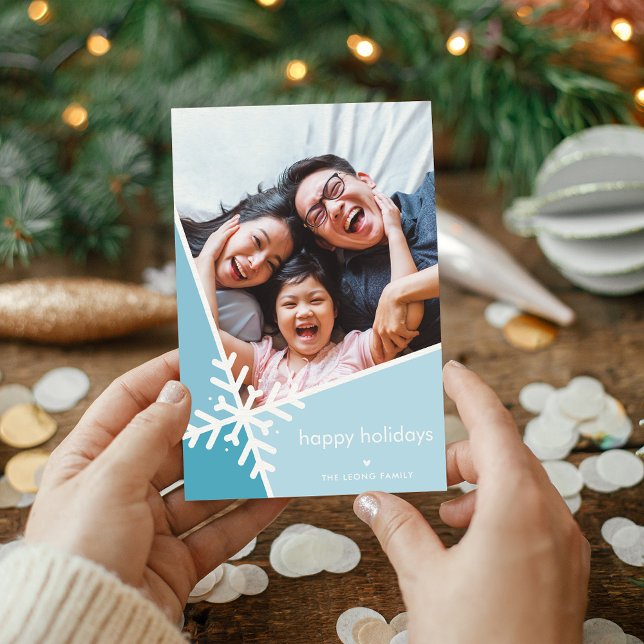 FAMILY PHOTO modern holiday snow flake blue (Creator Uploaded)