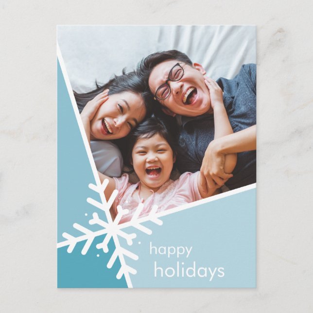 FAMILY PHOTO modern holiday snow flake blue (Front)