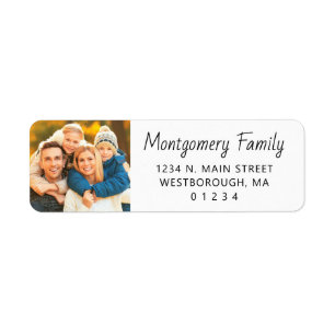 Family Photo Modern Typography Return Address