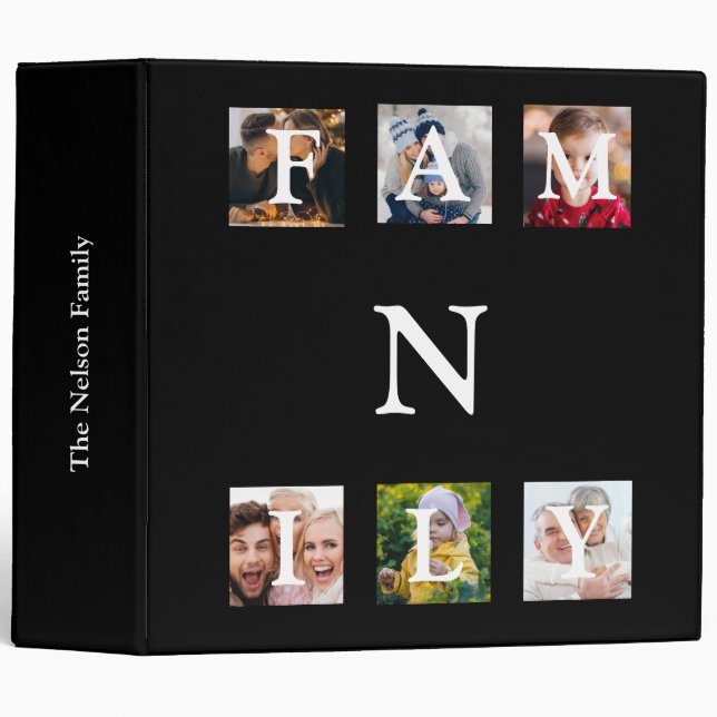 Family Photo Monogram Collage Personalized Binder (Front/Spine)