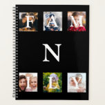Family Photo Monogram Collage Personalized Planner<br><div class="desc">Personalized with monogram personal planner with 6 photo collage spaces and name typography. All black. Add your favourite photos on this sleek planner.</div>