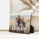 Family Photo & Name Horizontal Plaque<br><div class="desc">Keep a constant reminder of your most important priority nearby with this sweet family keepsake plaque. Add a favourite horizontal or landscape oriented photo,  with "family" overlaid in white lettering and your family name beneath.</div>