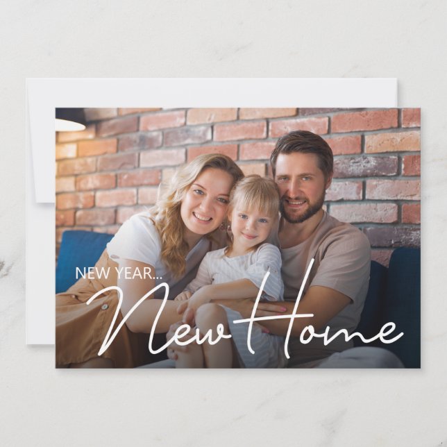 Family Photo New Address New Year New Home Moving Holiday Card (Front)