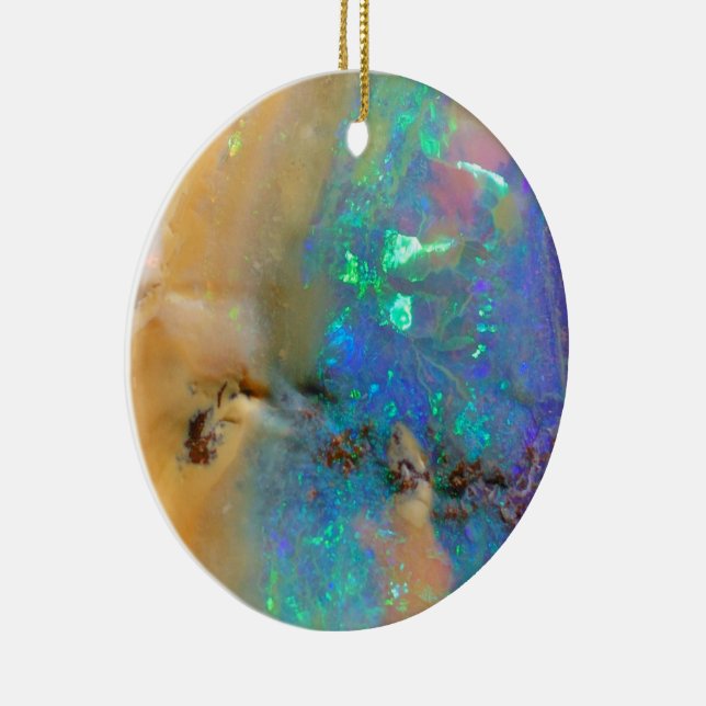 Family Photo Opal Gemstone Crystal Custom Ceramic Ornament (Right)