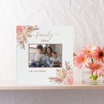 Family photo pampas grass pink floral white binder<br><div class="desc">Personalize and add your own family photo. A white background. A brown frame decorated with pampas grass and blush pink florals.  Add your family name and a year.
Add your own text on the spine.</div>