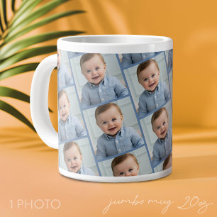 Family Photo Pattern All Over Print - Square Pic Large Coffee Mug