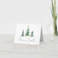 Family Photo Peace on Earth Watercolor Pine Trees