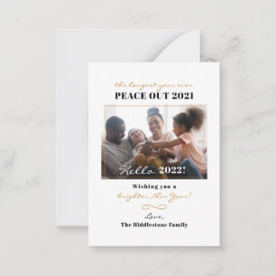 Family Photo Peace Out 2021 New Year Hand Lettered Card