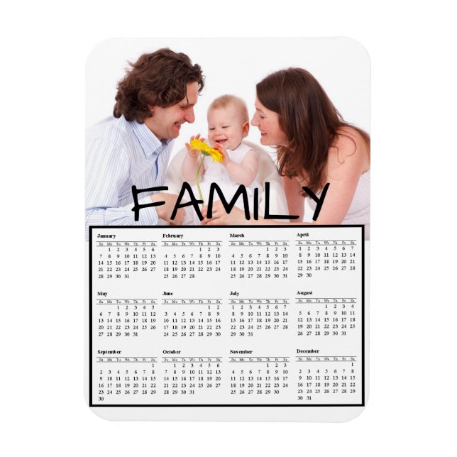 Family Photo Perosnalized 2018 Calendar Magnet (Vertical)