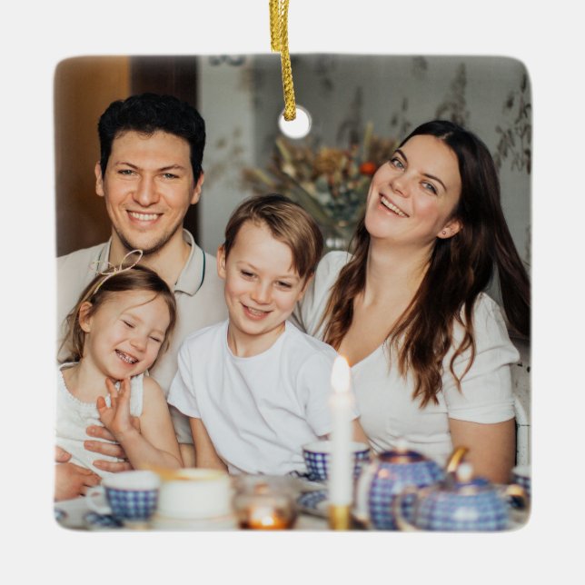  Family Photo Personalized Ceramic Ornament (Front)