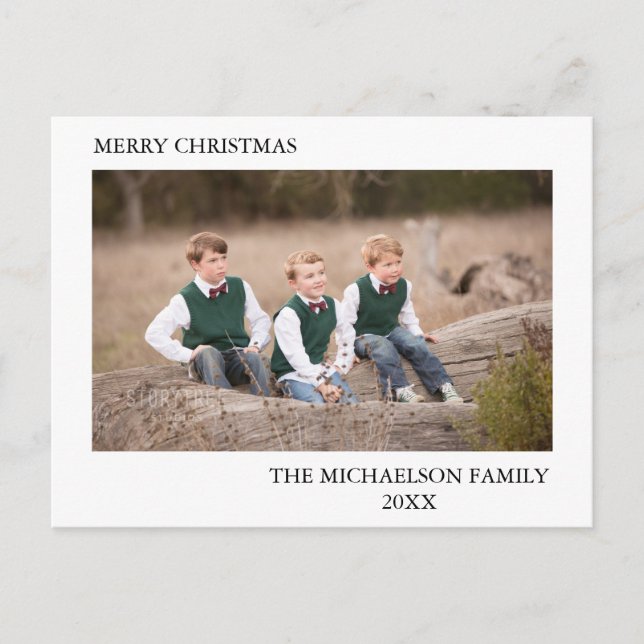 Family Photo Personalized Holiday Postcard (Front)