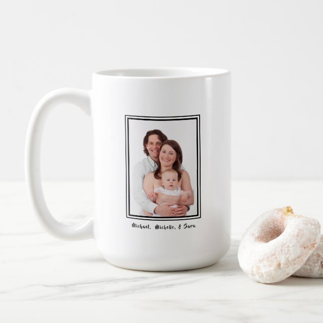 Family Photo Personalized Name Modern Coffee Mug (With Donut)