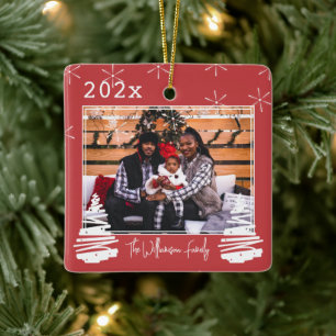 Family Photo Pet two sided Christmas Tree Holiday Ceramic Ornament